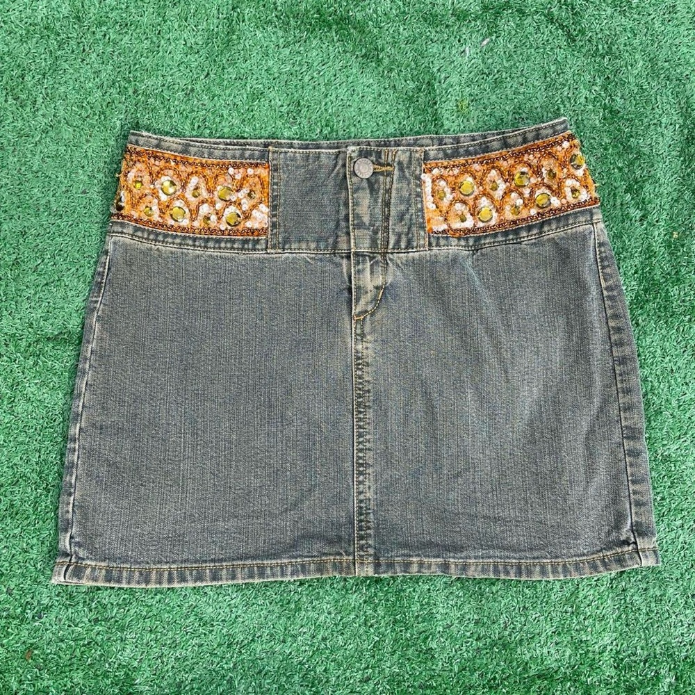 Y2K Dead stock Express Beaded Faded size 5/6 Mini Skirt